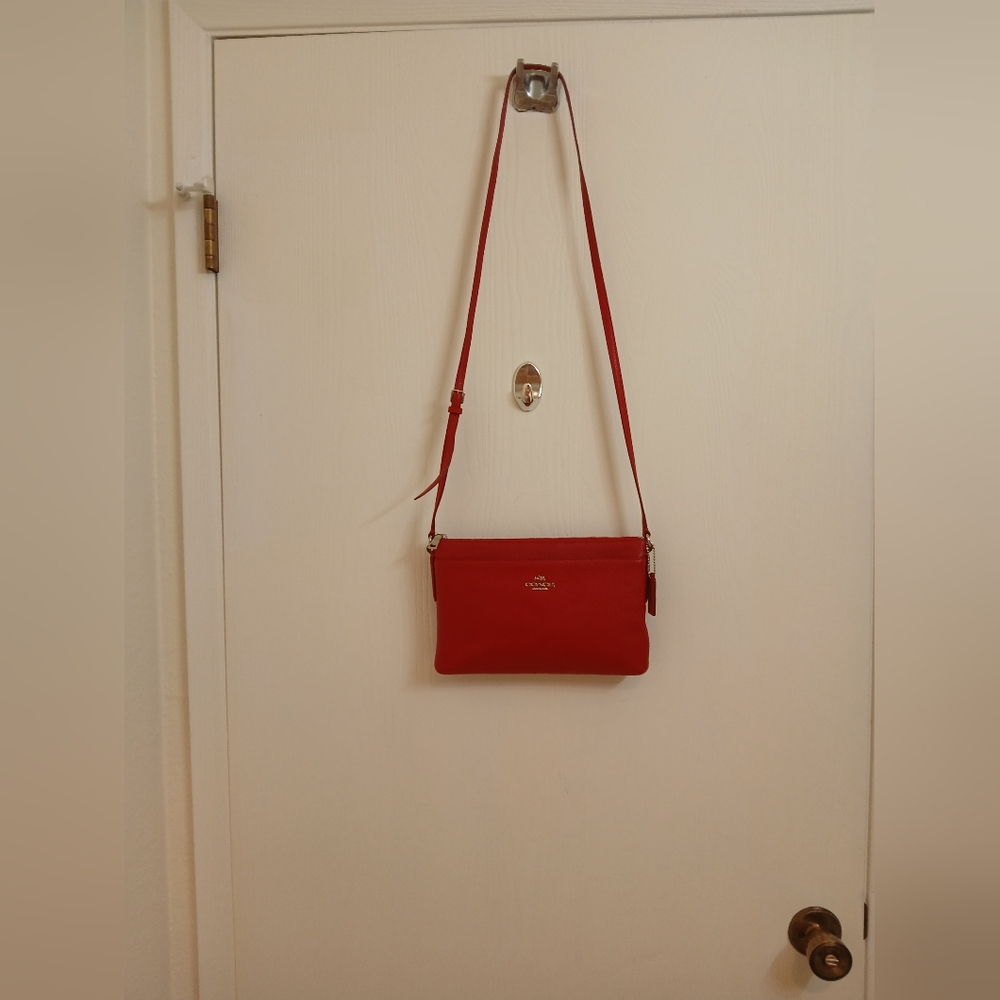 Coach Journal Red Pebbled Leather Crossbody.